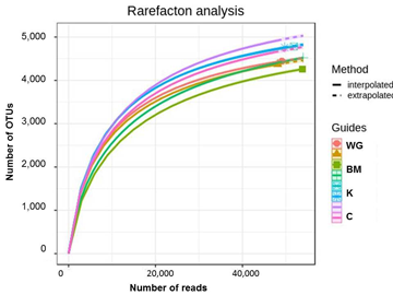 Figure 1. Rarefaction curve for the studied rhizosphere soils. The samples are not specified as all lines are close to each other.